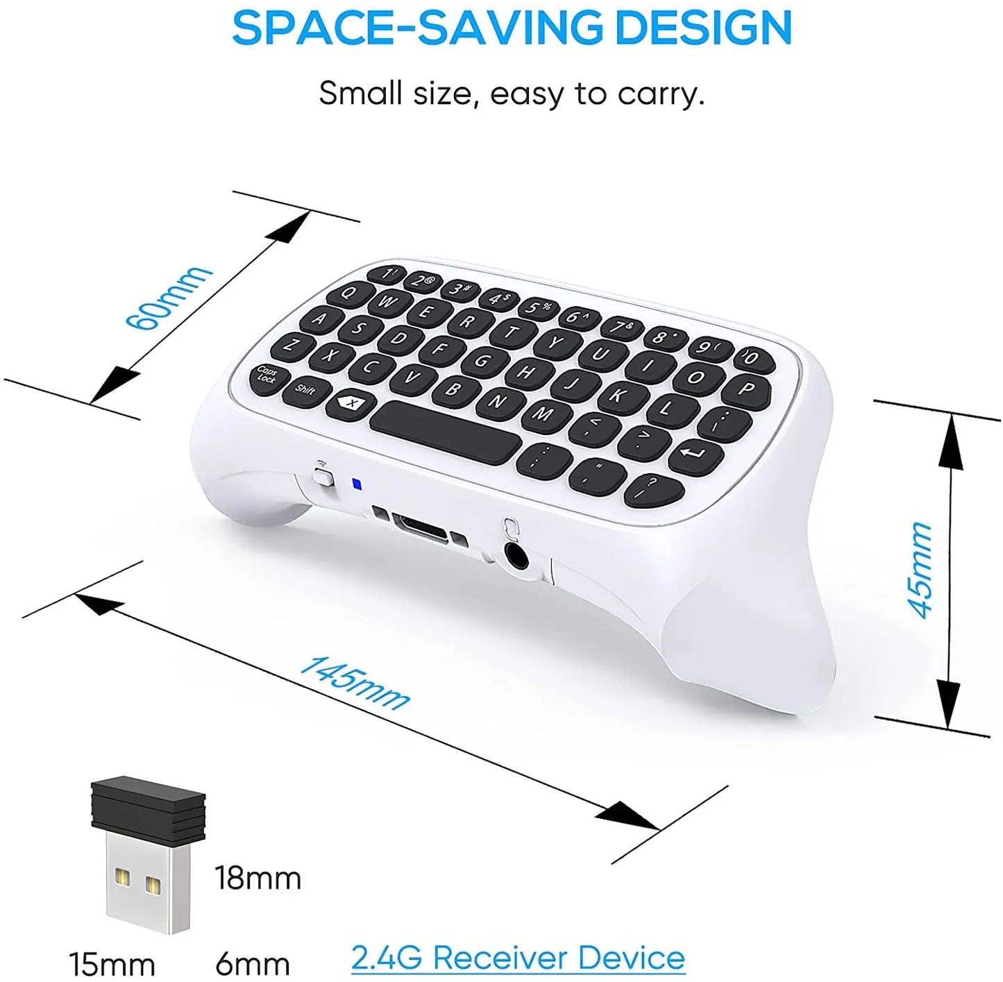 Wireless 2.4Ghz Mini Controller Keyboard Gaming Chatpad with Audio/Headset Jack for Xbox Series X/S Controller Accessories