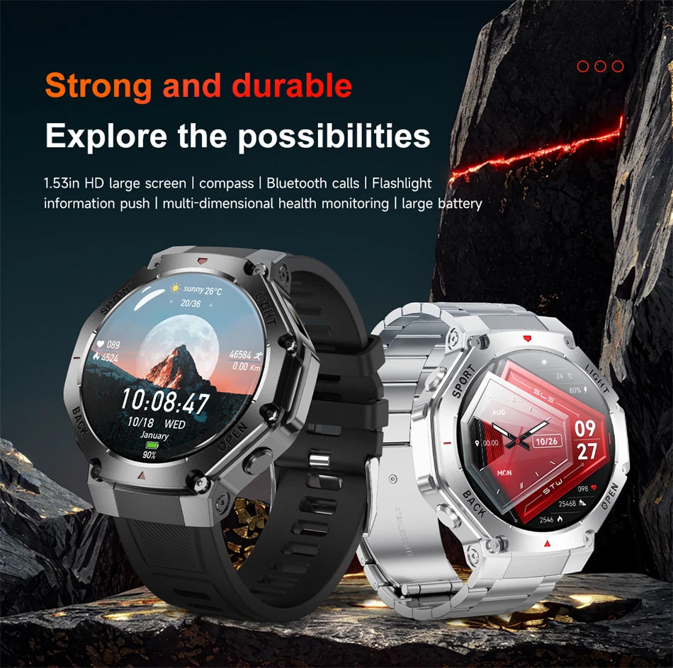 2025 New Original Premium GPS Smart Watch Ultra HD AMOLED Display Flashlight Built-in GPS BT Call Waterproof Smart Bracelet  Men