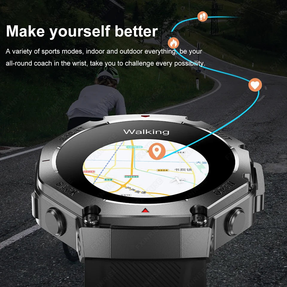 2025 New Original Premium GPS Smart Watch Ultra HD AMOLED Display Flashlight Built-in GPS BT Call Waterproof Smart Bracelet  Men