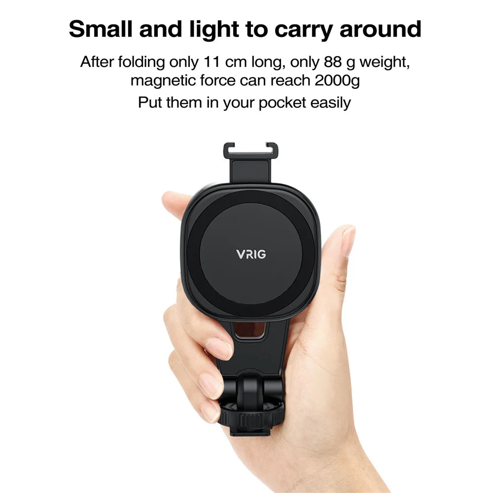 VRIG Magnetic Phone Holder Phone Tripod Mount w 1/4 Cold Shoe for Magsafe iPhone 15 14 13 12 Series Samsung Cameras Mic Lights