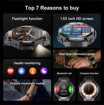 2025 New Original Premium GPS Smart Watch Ultra HD AMOLED Display Flashlight Built-in GPS BT Call Waterproof Smart Bracelet  Men