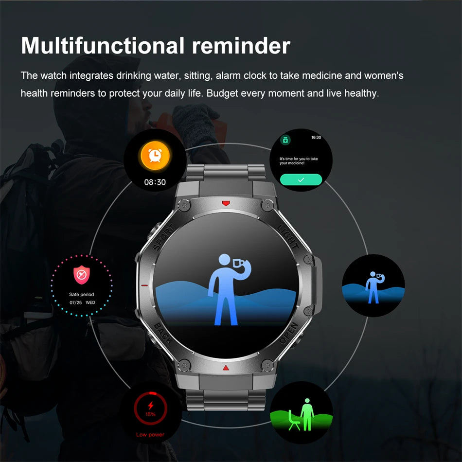 2025 New Original Premium GPS Smart Watch Ultra HD AMOLED Display Flashlight Built-in GPS BT Call Waterproof Smart Bracelet  Men