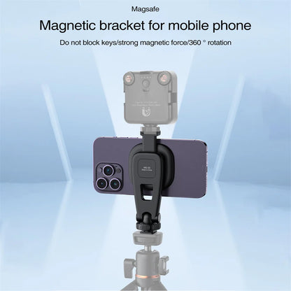 VRIG Magnetic Phone Holder Phone Tripod Mount w 1/4 Cold Shoe for Magsafe iPhone 15 14 13 12 Series Samsung Cameras Mic Lights