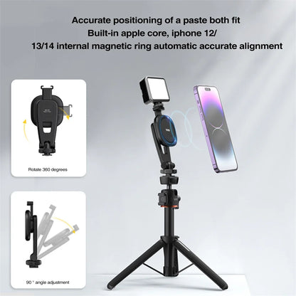 VRIG Magnetic Phone Holder Phone Tripod Mount w 1/4 Cold Shoe for Magsafe iPhone 15 14 13 12 Series Samsung Cameras Mic Lights