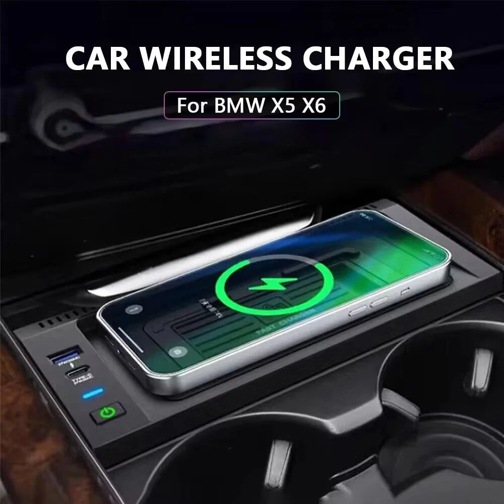 15W car wireless charger for BMW X5 X6 F15 F16 2014-2019 charging panel phone mount mobile holder fast charge accessories