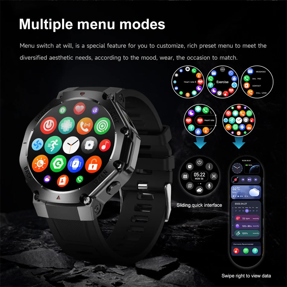 2025 New Original Premium GPS Smart Watch Ultra HD AMOLED Display Flashlight Built-in GPS BT Call Waterproof Smart Bracelet  Men