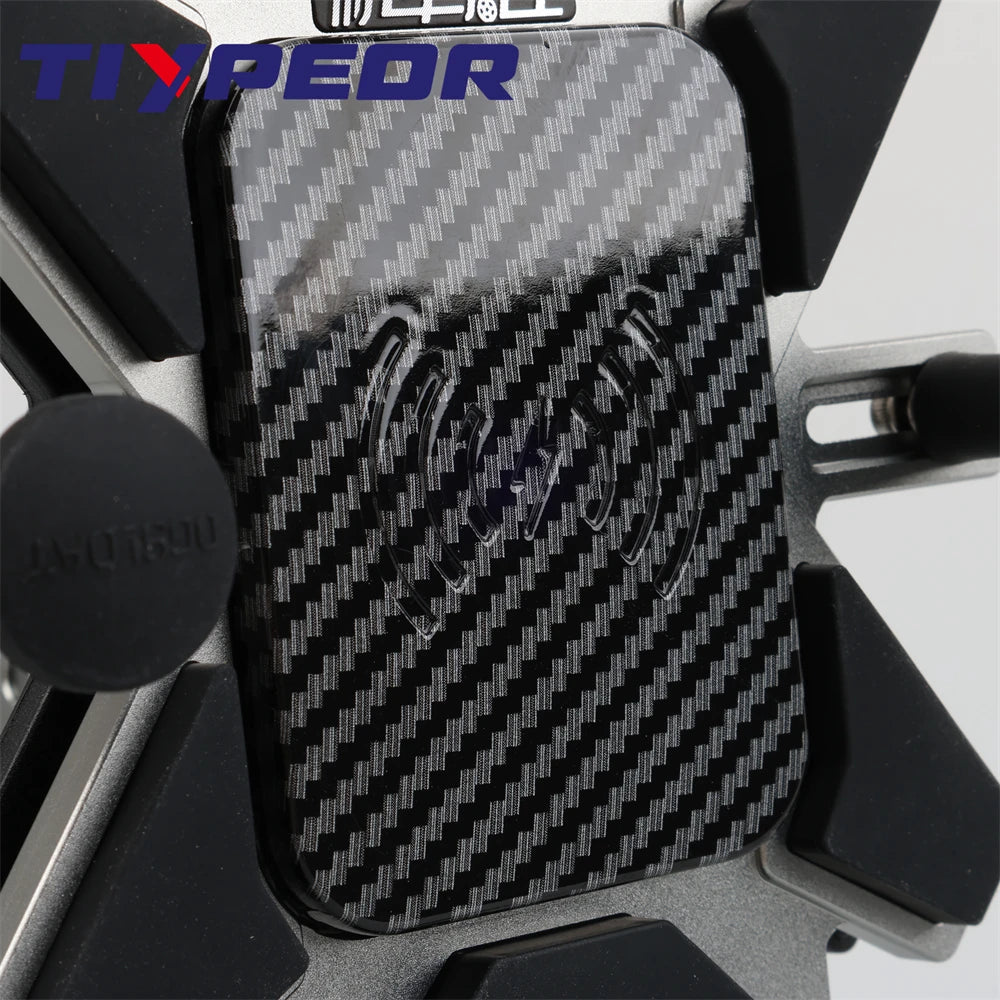 TIYPEOR CNC Aluminum Universal Motorcycle Phone Mount with Qi 15W Wireless Charger&Vibration Dampener Motorcycle CellPhone Holdr