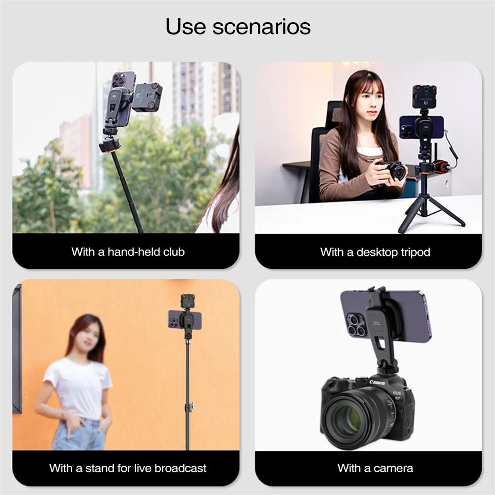 VRIG Magnetic Phone Holder Phone Tripod Mount w 1/4 Cold Shoe for Magsafe iPhone 15 14 13 12 Series Samsung Cameras Mic Lights